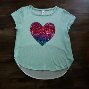 Total girl sequined heart extended top